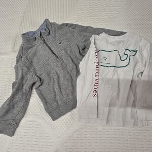 Vineyard Vines Kids Gray Pullover and White Whale Tee